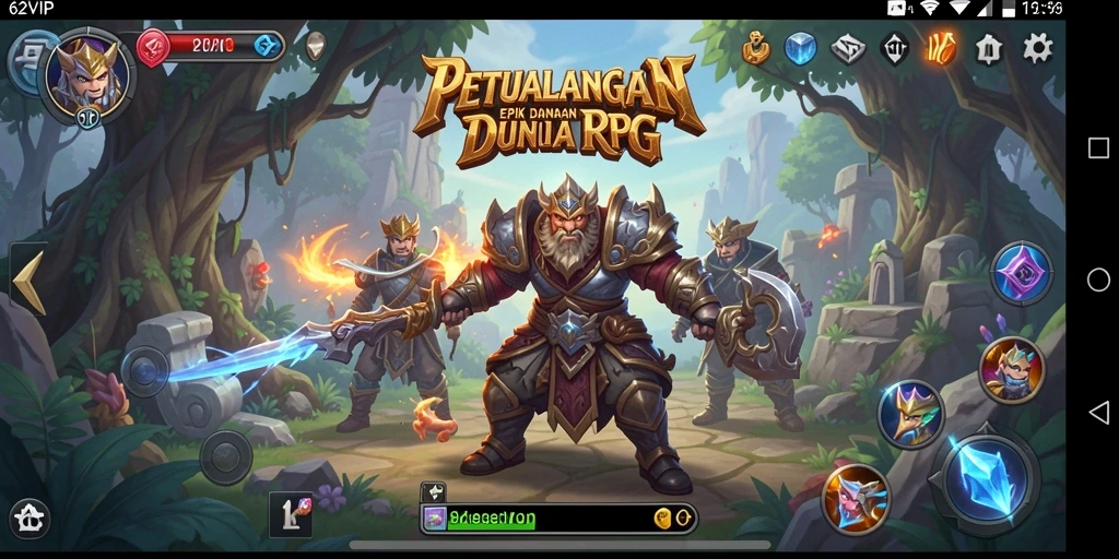 Screenshot utama 62VIP menampilkan pertempuran RPG yang seru dan mendebarkan.