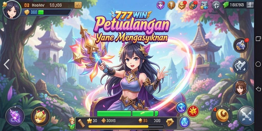 Tampilan menarik dari gameplay 777WIN menunjukkan aksi karakter Anime.