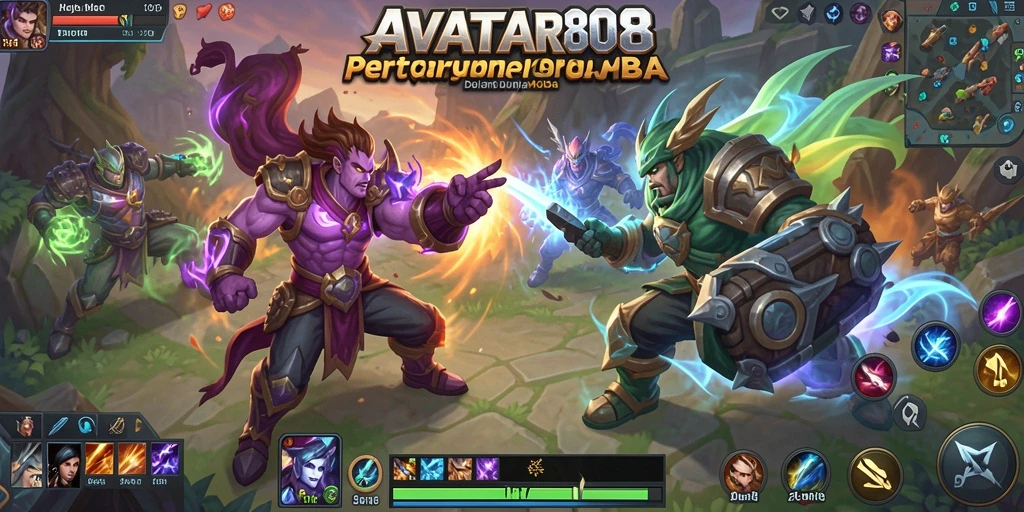 Tampilan gameplay <strong>AVATAR808</strong> dalam pertarungan epik dengan grafis menawan.