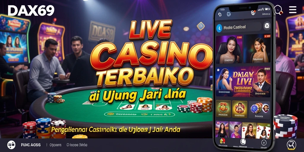 Screenshot permainan DAX69 menunjukkan dealer profesional dan suasana kasino yang nyata.