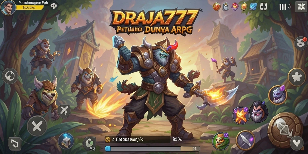 Screenshot DRAJA777 menampilkan aksi pertarungan yang intens di dunia fantasi.