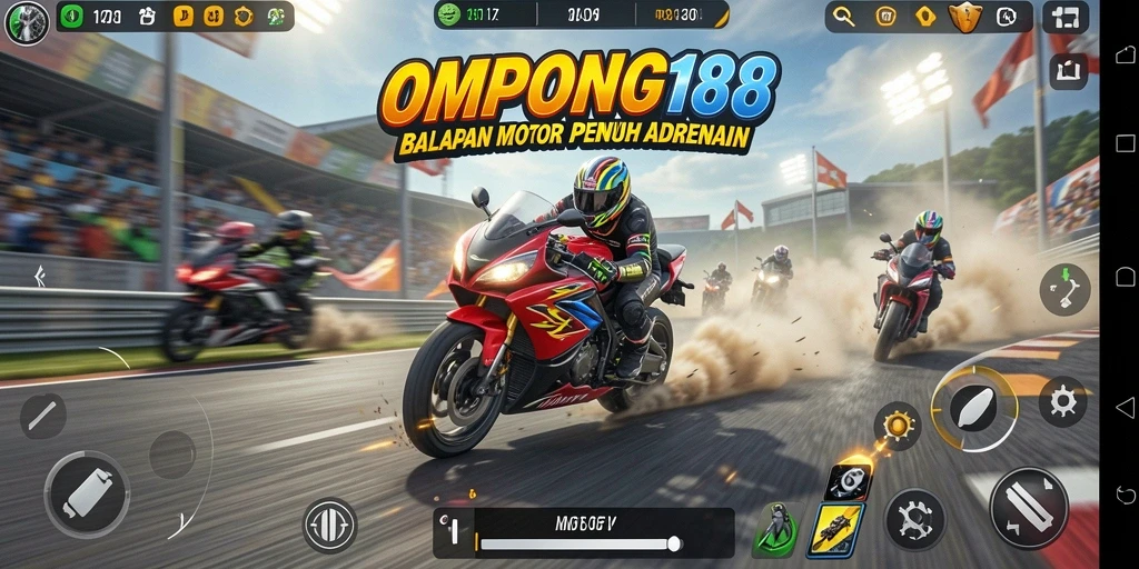 Gameplay balapan motor yang seru dan dinamis di OMPONG188.