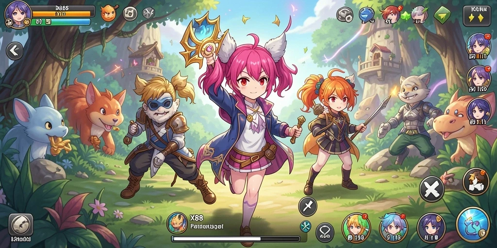 Tampilan gameplay X88 dengan karakter Anime yang dinamis.
