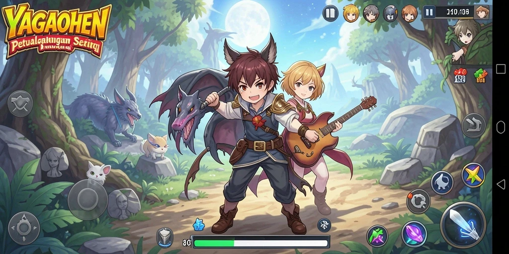 Tampilan gameplay seru dari YAGAOHEN dengan karakter anime.