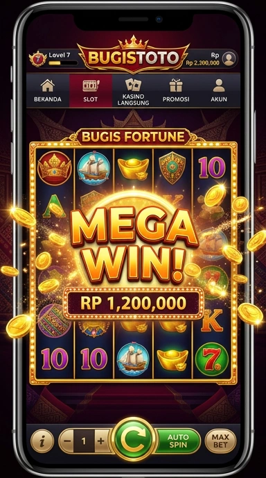 Tampilan utama aplikasi bugistoto yang memudahkan navigasi.